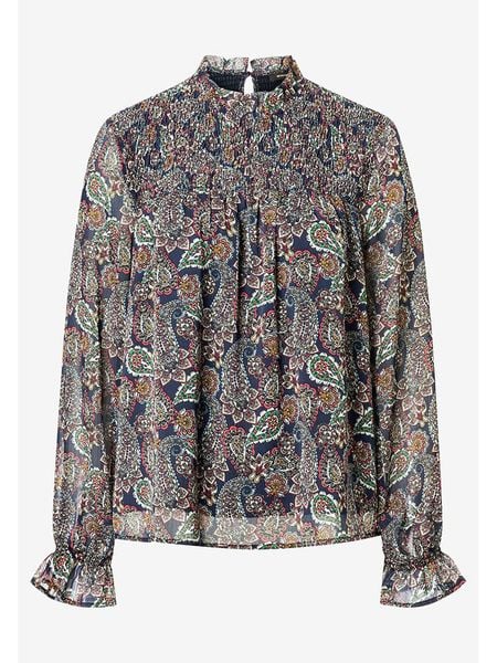 More & More Bluzka w kolorze granatowo-beżowym rozmiar: 40. Brązowe bluzki More & More, bez wzorów, bez kołnierzyka, bez ramiączek. Za 96.14 zł.