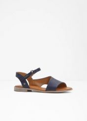 Sandały Mustang. Niebieskie sandały bonprix, bez wzorów, bez obcasa, bez zapięcia. Za 249.99 zł.
