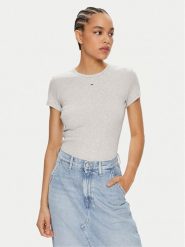 Tommy Jeans T-Shirt Essential DW0DW17383 Szary Slim Fit. Szare t-shirty Tommy Jeans, xxs, bez wzorów, z bawełny, bez kołnierzyka, bez ramiączek. Za 89.99 zł.