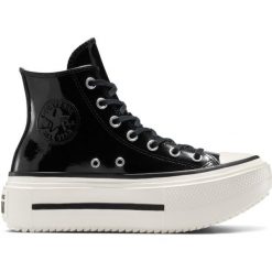 Adidasy Converse Chuck Taylor All Star Lift Double Stack, Dla obu płci. Czarne buty sportowe lifestyle Converse, bez wzorów, ze skóry ekologicznej, retro, bez zapięcia. Za 690.00 zł.