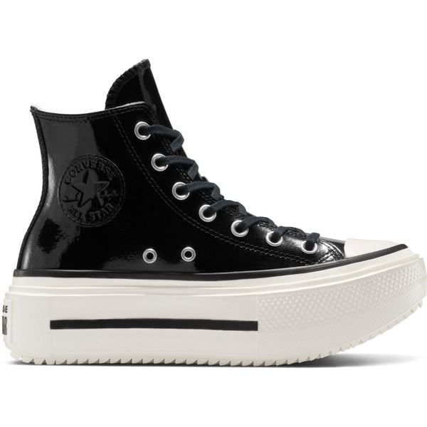 Buty sportowe Converse Chuck Taylor All Star Lift Double Stack. Czarne buty sportowe lifestyle Converse, bez wzorów, ze skóry ekologicznej, bez zapięcia, trekkingowe. Za 471.14 zł.