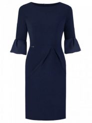 Sukienka Model Jasmine Navy - Jersa. Niebieskie sukienki Jersa, na co dzień, plus size, bez wzorów, bez kołnierzyka, plus size, bez ramiączek, ołówkowe. Za 390.03 zł.