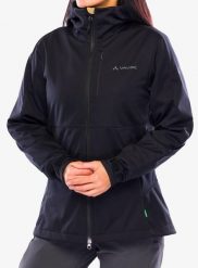 Kurtka softshell damska Vaude All Year Elope Softshell Jacket II. Czarne kurtki przejściowe sportowe Vaude, l, bez wzorów, z materiału, bez kaptura, trekkingowe. Za 566.49 zł.