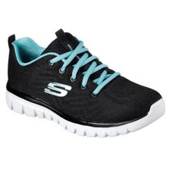 Buty do chodzenia damskie Skechers Graceful Get Connected. Czarne buty treningowe Skechers, na wiosnę, bez wzorów, z materiału, bez zapięcia, na fitness i siłownię. Za 199.00 zł.
