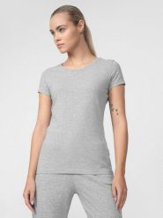 4F T-shirt slim gładki damski XS. Szare t-shirty 4f, m, bez wzorów, z bawełny, biznesowe, bez kołnierzyka, bez ramiączek. W wyprzedaży za 39.99 zł.