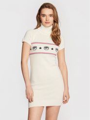 Chiara Ferragni Sukienka dzianinowa 73CBOM96 Biały Slim Fit. Białe sukienki Chiara Ferragni, xl, bez wzorów, z dzianiny, bez kołnierzyka, bez ramiączek. Za 1,179.00 zł.