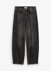 Jeansy o kroju balloon, mid waist, z bardzo miękkiego materiału. Szare jeansy bonprix, bez wzorów, z jeansu. Za 154.99 zł.