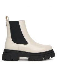 Tommy Hilfiger Sztyblety Shiny FW0FW09042 Beżowy. Brązowe botki Tommy Hilfiger, bez wzorów, ze skóry, bez obcasa, na płaskiej podeszwie, bez zapięcia. Za 599.99 zł.