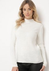 Jasnobeżowy Sweter z Półgolfem Prążkowany Kikida. Brązowe swetry Born2be, m, bez wzorów, z jeansu, biznesowe, bez ramiączek. W wyprzedaży za 67.99 zł.