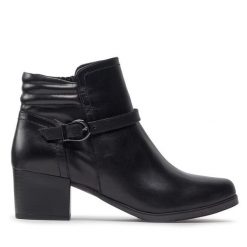 Botki Caprice. Czarne botki Caprice, bez wzorów, bez obcasa, na słupku, bez zapięcia. Za 259.99 zł.