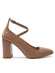 Stuart Weitzman Czółenka Eden Strap 85 SK086 Beżowy. Brązowe czółenka Stuart Weitzman, bez wzorów, z lakierowanej skóry, bez obcasa, bez zapięcia. Za 1,359.00 zł.