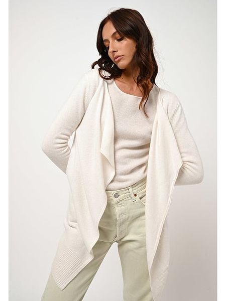 AUTHENTIC CASHMERE Kaszmirowy kardigan "Chesery" w kolorze kremowym rozmiar: L. Brązowe swetry AUTHENTIC CASHMERE, l, bez wzorów, z kaszmiru, bez ramiączek. Za 478.99 zł.