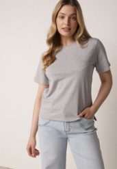 Szary T-shirt z Bawełny z Dłuższym Tyłem i Rozcięciami po Bokach Cordalea. Szare t-shirty Born2be, m, bez wzorów, z bawełny, eleganckie, bez kołnierzyka, bez ramiączek. Za 39.99 zł.