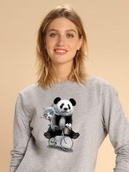 WOOOP Bluza "Panda Bicycle" w kolorze szarym rozmiar: M. Szare bluzy Wooop, m, bez wzorów, bez kaptura. Za 100.99 zł.