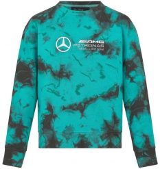 Damska bluza Mercedes-AMG Petronas F1 tie-dye z okrągłym dekoltem. Zielone bluzy 55PROTEC, xl, bez wzorów, z bawełny, bez ramiączek, bez kaptura. Za 277.99 zł.