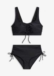 Bikini bustier z troczkami (komplet 2 cz.). Czarne bikini bonprix, bez wzorów. Za 94.99 zł.