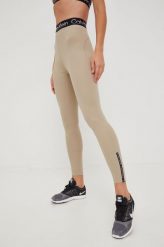 Calvin Klein Performance legginsy treningowe Back To The Gym damskie kolor beżowy gładkie. Brązowe legginsy Calvin Klein Performance, bez wzorów, z dzianiny. W wyprzedaży za 339.99 zł.
