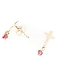 DIAMANTA Złote kolczyki-wkrętki " Croix" z rodolitami rozmiar: onesize. Żółte kolczyki DIAMANTA, złote. Za 200.60 zł.