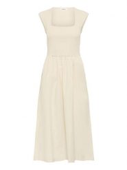 Soaked in Luxury Sukienka w kolorze kremowym rozmiar: M. Brązowe sukienki Soaked in Luxury, m, bez wzorów, bez kołnierzyka, bez ramiączek, midi, rozkloszowane. Za 208.99 zł.