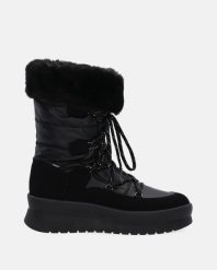 CZARNE ŚNIEGOWCE Z WYSOKĄ CHOLEWKĄ 5868 GUMM NERO. Czarne botki Venezia, bez wzorów, przed kolano, bez obcasa, bez zapięcia. Za 349.00 zł.