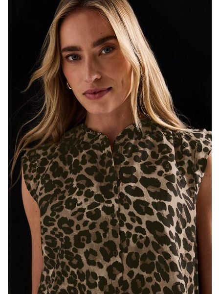 Street One Bluzka w kolorze beżowo-czarnym rozmiar: 46. Brązowe bluzki Street One, bez wzorów, street, bez kołnierzyka, bez ramiączek. Za 144.58 zł.