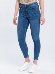 Cross Jeans Dżinsy - Skinny fit - w kolorze niebieskim rozmiar: W34/L32. Niebieskie jeansy Cross Jeans, l, z aplikacjami, z bawełny, klasyczne, z podwyższonym stanem. Za 105.88 zł.