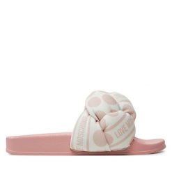 Klapki LOVE MOSCHINO. Brązowe klapki Love Moschino, bez wzorów, bez obcasa, bez zapięcia. Za 459.99 zł.