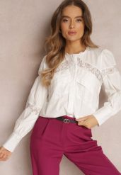 Biała Koszula Bawełniana z Koronką Legi. Białe koszule Renee, l, bez wzorów, z bawełny, bez kołnierzyka, bez ramiączek. W wyprzedaży za 111.99 zł.