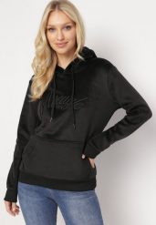 Czarna Welurowa Bluza z Haftem Akiffa. Czarne bluzy Born2be, l, bez wzorów, z polaru, casualowe, bez ramiączek, bez kaptura. W wyprzedaży za 93.49 zł.