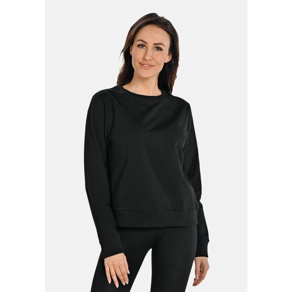 Bawełniana bluza damska z okrągłym dekoltem Teyli Ellis. Czarne bluzy Teyli, xl, bez wzorów, z bawełny, casualowe, bez ramiączek, bez kaptura. Za 229.99 zł.