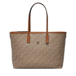 Torebka Tommy Hilfiger. Brązowe shopper bag Tommy Hilfiger, bez wzorów, bez dodatków. Za 849.99 zł.