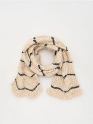 Miękki szalik z cekinami - kremowy. Białe szaliki i kominy Reserved, bez wzorów. W wyprzedaży za 25.99 zł.