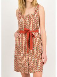 Blutsgeschwister Sukienka "Chickpea Heart" w kolorze czerwono-zielonym rozmiar: XL. Czerwone sukienki Blutsgeschwister, na co dzień, s, bez wzorów, z tkaniny, klasyczne, bez kołnierzyka, bez ramiączek, mini, proste. Za 122.67 zł.