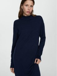 Mango Sukienka dzianinowa Vieira 77045647 Granatowy Loose Fit. Niebieskie sukienki Mango, xs, bez wzorów, z dzianiny, bez kołnierzyka, bez ramiączek. Za 89.99 zł.