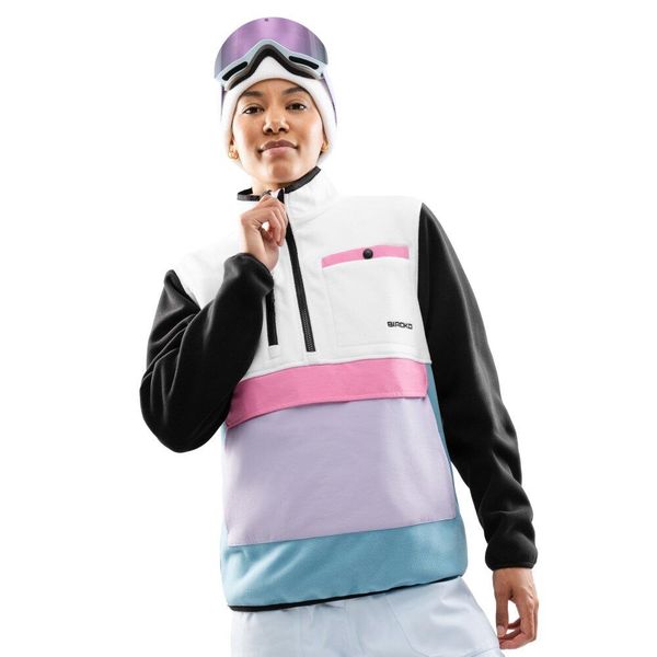 Damska bluza polarowa ze stójką Siroko Vinicunca-W White. Białe bluzy bez kaptura SIROKO, bez wzorów, z polaru. Za 253.00 zł.