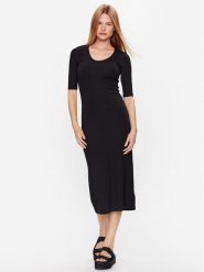 Calvin Klein Sukienka dzianinowa K20K205752 Czarny Slim Fit. Czarne sukienki Calvin Klein, s, bez wzorów, z dzianiny, bez kołnierzyka, bez ramiączek. Za 339.99 zł.