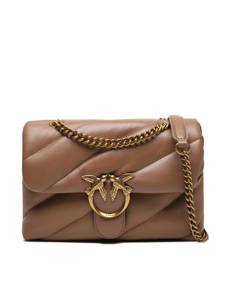 Pinko Torebka Love Classic Puff Cl AI 23-24 100038 A0F2 Brązowy. Brązowe kopertówki Pinko, bez wzorów, ze skóry, wizytowe, bez dodatków. Za 1,799.00 zł.