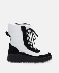BIAŁE ŚNIEGOWCE W SPORTOWYM STYLU 8718 IRON BIANCO. Białe botki Venezia, bez wzorów, sportowe, bez obcasa, bez zapięcia. Za 359.00 zł.