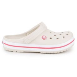 Klapki Crocs Crocband Stucco 11016-1AS różowe. Czerwone klapki bez wzorów, sportowe, bez obcasa, bez zapięcia. Za 374.47 zł.