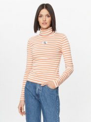 Calvin Klein Jeans Golf J20J222246 Pomarańczowy Slim Fit. Brązowe swetry Calvin Klein Jeans, s, bez wzorów, z bawełny, bez ramiączek. Za 159.99 zł.
