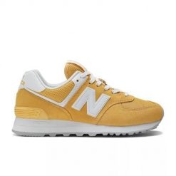 Buty do chodzenia damskie New Balance 574. Żółte buty treningowe New Balance, bez wzorów, z materiału, bez zapięcia, trekkingowe, New Balance 574. Za 473.00 zł.