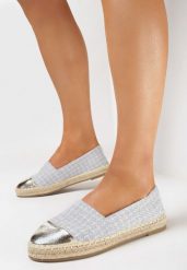 Niebieskie Espadryle z Tweedową Cholewką i Plecioną Podeszwą Erodiana. Niebieskie espadryle Born2be, bez wzorów, bez obcasa. W wyprzedaży za 50.99 zł.