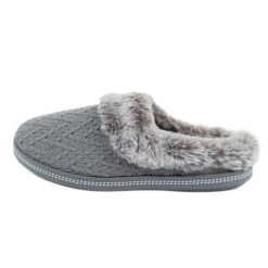 Kapcie damskie ocieplane Skechers 167225/GR szare. Szare kapcie bez wzorów, z gumy. W wyprzedaży za 255.37 zł.