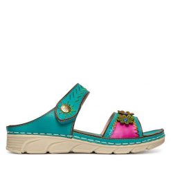 Klapki Laura Vita. Niebieskie klapki LAURA VITA, bez wzorów, bez obcasa, bez zapięcia. Za 389.99 zł.