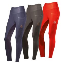 Damskie legginsy jeździeckie z pełną przyczepnością Tattini Begonia. Niebieskie legginsy TATTINI, bez wzorów, z materiału. Za 445.65 zł.
