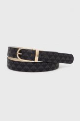 Emporio Armani - Pasek skórzany dwustronny Y3I182.YFJ5A damski kolor czarny. Czarne paski Emporio Armani, bez wzorów. W wyprzedaży za 639.99 zł.