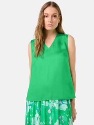 Gerry Weber Bluzka w kolorze zielonym rozmiar: 44. Zielone bluzki Gerry Weber, s, bez wzorów, z wiskozy, klasyczne, bez kołnierzyka, bez ramiączek. Za 88.02 zł.