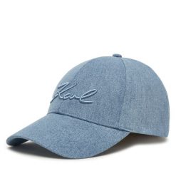Czapka z daszkiem KARL LAGERFELD. Niebieskie czapki z daszkiem KARL LAGERFELD, bez wzorów. Za 209.99 zł.
