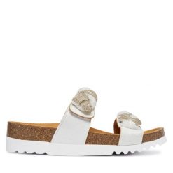 Klapki Scholl. Białe klapki Scholl, bez wzorów, bez obcasa, bez zapięcia. Za 424.99 zł.