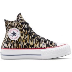 Buty sportowe Converse Chuck Taylor All Star Lift Platform Leopard. Brązowe buty treningowe Converse, bez wzorów, bez zapięcia. Za 590.00 zł.